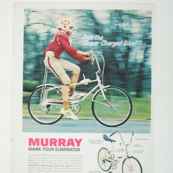 Murray Mark Four Eliminator Bicycle Ad 1970s Vintage Cycling Print Football Play - Picture 2 of 2